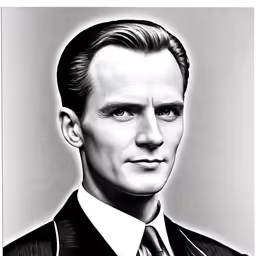 a drawing of a man in suit and tie