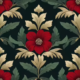 an image of a flower with green leaves and red flowers