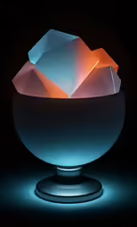 a large round bowl with lights on top of it