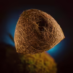 a large ball of grass next to a blue light