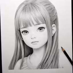 a drawing of a beautiful young blonde girl