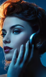 a woman holding up a cell phone to her ear