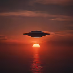 an over head image of an aliens spacecraft in front of the sun