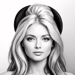 a woman with blond hair and black hat