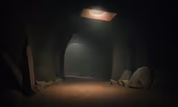 the hallway has an entrance made out of concrete