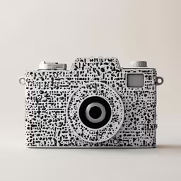 an artisticly designed camera sitting on top of a table