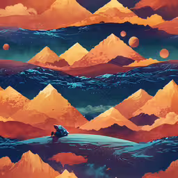 an image of a landscape with a sky background,a poster in the style of a painting with hills and mountains