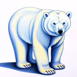 a drawing of a polar bear on white paper