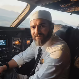 a man sitting inside of an airplane on top of a runway