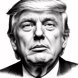 a black and white portrait of a donald j trump