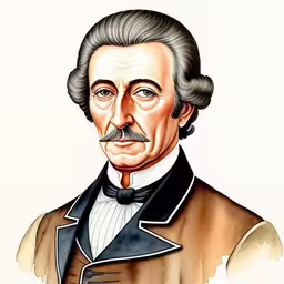a drawing of john adams with his hair in a top hat and mustache,thomas hancock was born in the year of his birth and is currently an important subject in american history