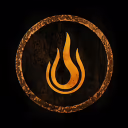 a black background with yellow fire logo