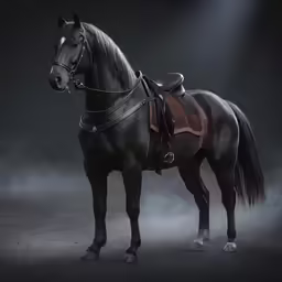 the equestrian chair on display with a dark background