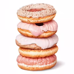 four donuts are stacked next to each other