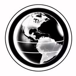 a circular black and white picture with lines connecting the top part