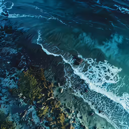 a body of water that is next to some sand
