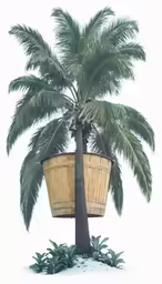 a palm tree that is sitting in a basket