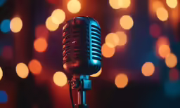 a microphone that is sitting up in front of the camera