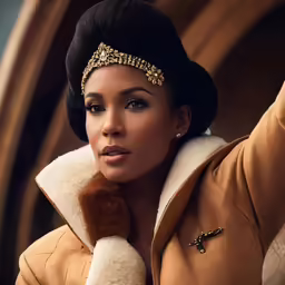 an image of a woman in golden clothing