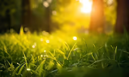 the sun is shining through some trees in a park