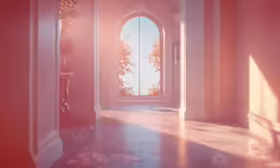 the view of a hallway through a door