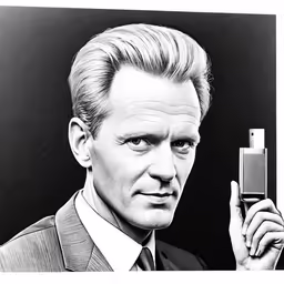 a drawing of a man holding up an old fashioned gun