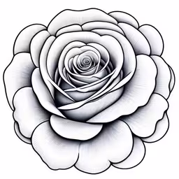 a drawing of a flower in black and white,a black and white flower that is in the middle of a circle