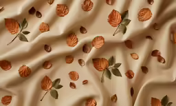 an old photo of leaves on a beige silk