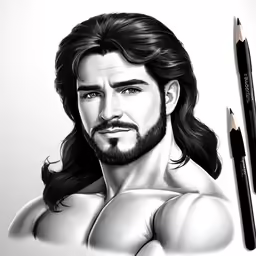 the man drawing with colored pencils