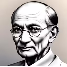 a drawing of an older gentleman in glasses