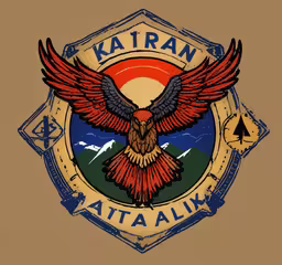 a large falcon with a mountain background,a close up of an eagle on a crest