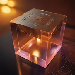 a square object on a table with a bright light