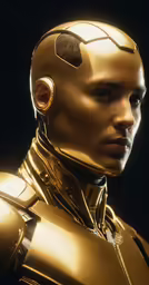 a man in an iron man suit wearing gold
