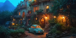 a car parked in front of a building