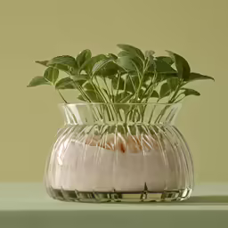 an air plant is in a vase filled with sand