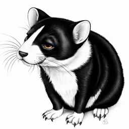 a large badger drawing on a white paper