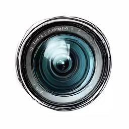 a camera with its reflection in it and the lens showing