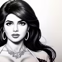 a drawing of a woman with large breasts