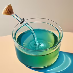 there is an empty glass filled with blue liquid