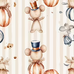 a pattern of a mickey mouse on a stripe wall
