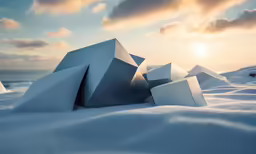 a sculpture sitting in the snow on top of a hill