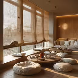 living room with lots of furniture and modern furnishings
