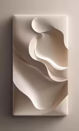 a square white object with curved surfaces and wavy shapes