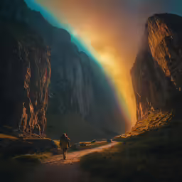 a person riding a bike on a dirt road next to some mountains