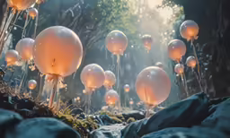 an artistic photograph of lanterns glowing in the sky