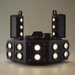 some lights are on a large display stand