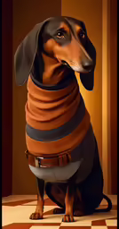 a painting of a dog dressed as an afghan blanket