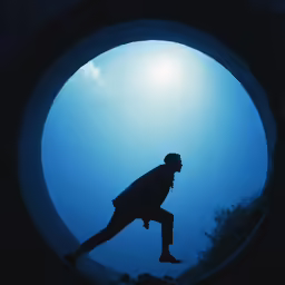 there is a man standing on the edge of a sewer