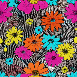 brightly colored flowers are shown in this colorful flower background,some colorful flowers on a dark background