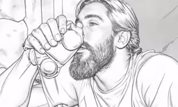 man drinking from a beer glass by graphing